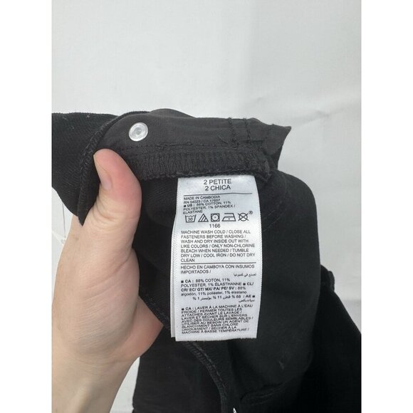 Old Navy Mid Rise Boyfriend Jeans Women 2 Petite Black NEW‎ Distressed Preppy - Picture 5 of 10